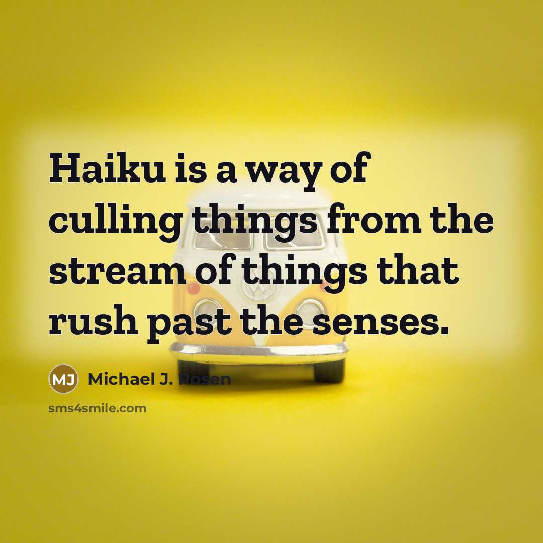 “Haiku is a way of culling things from the stream…” quote by Michael J. Rosen
