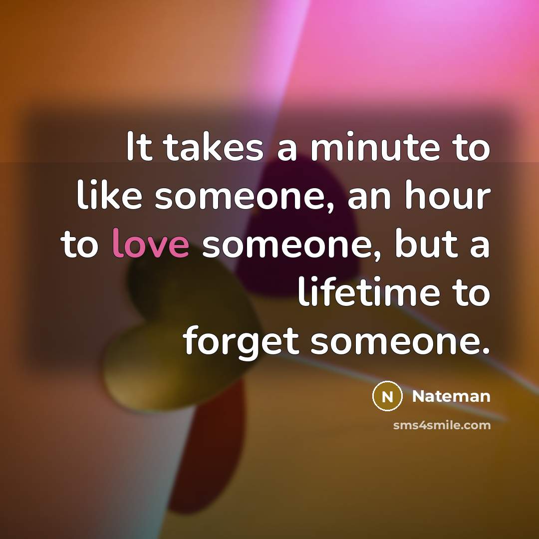“It takes a minute to like someone, an hour to…” quote by Nateman