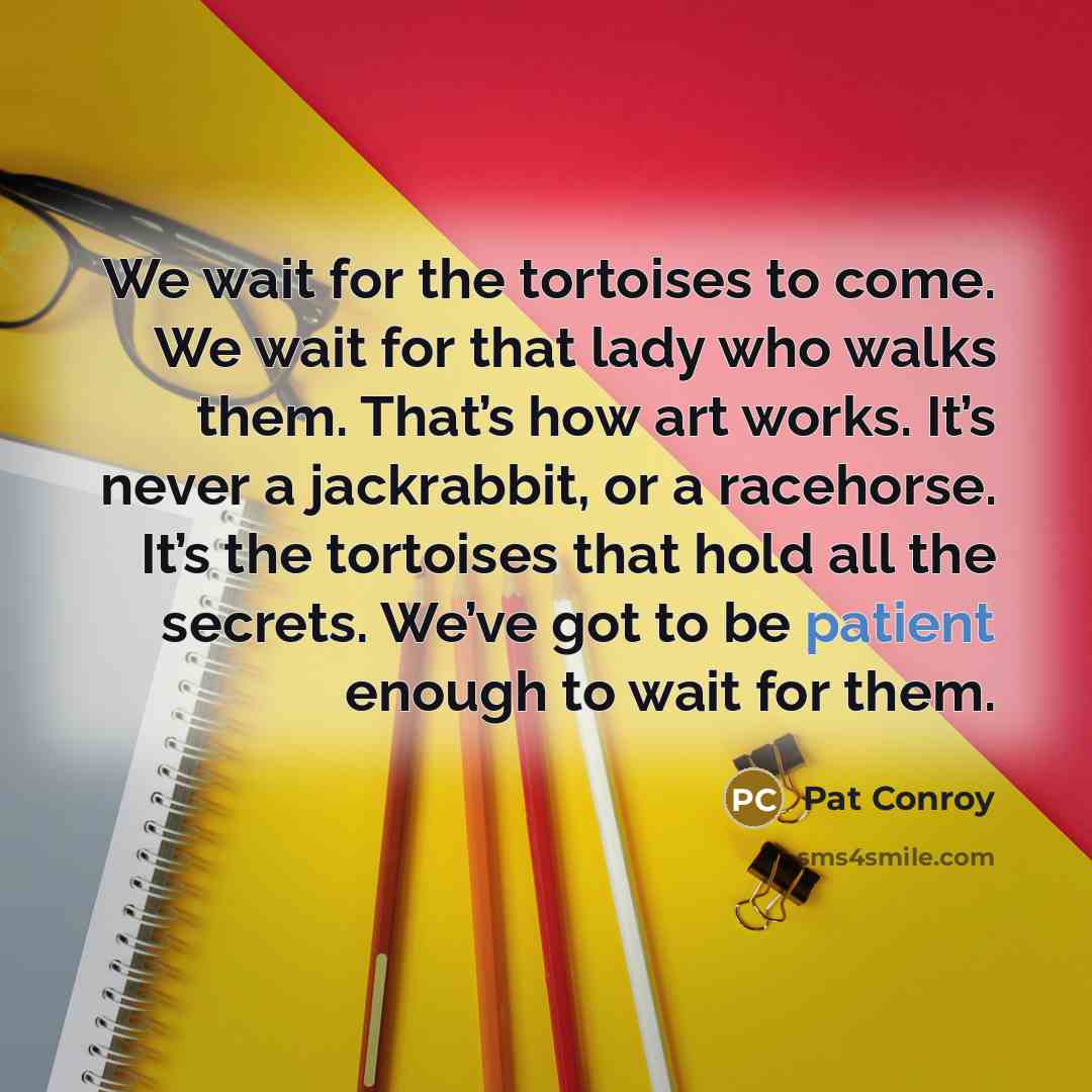 “We wait for the tortoises to come. We wait for…” quote by Pat Conroy