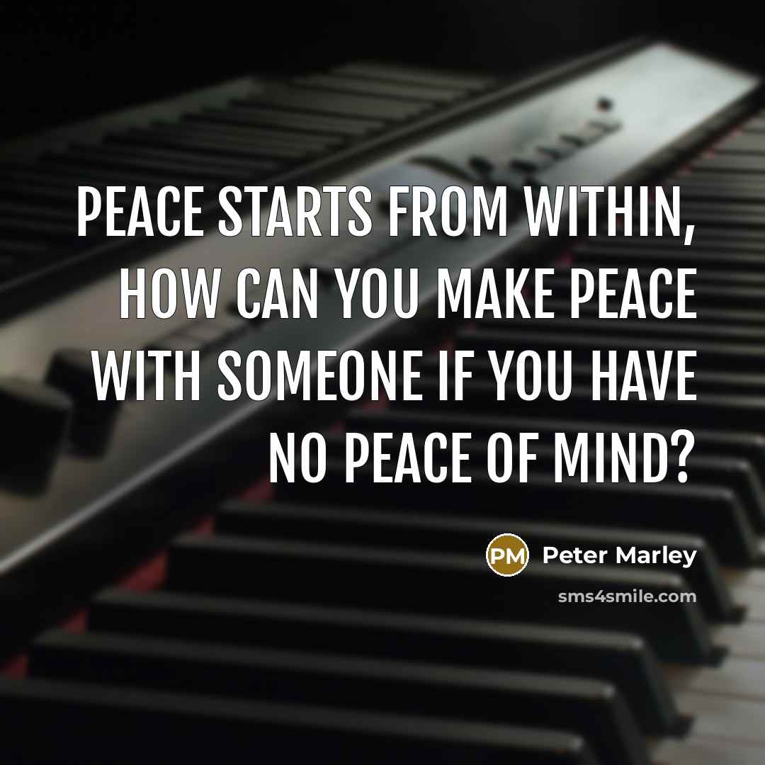 “Peace starts from within, how can you make peace with…” quote by Peter Marley