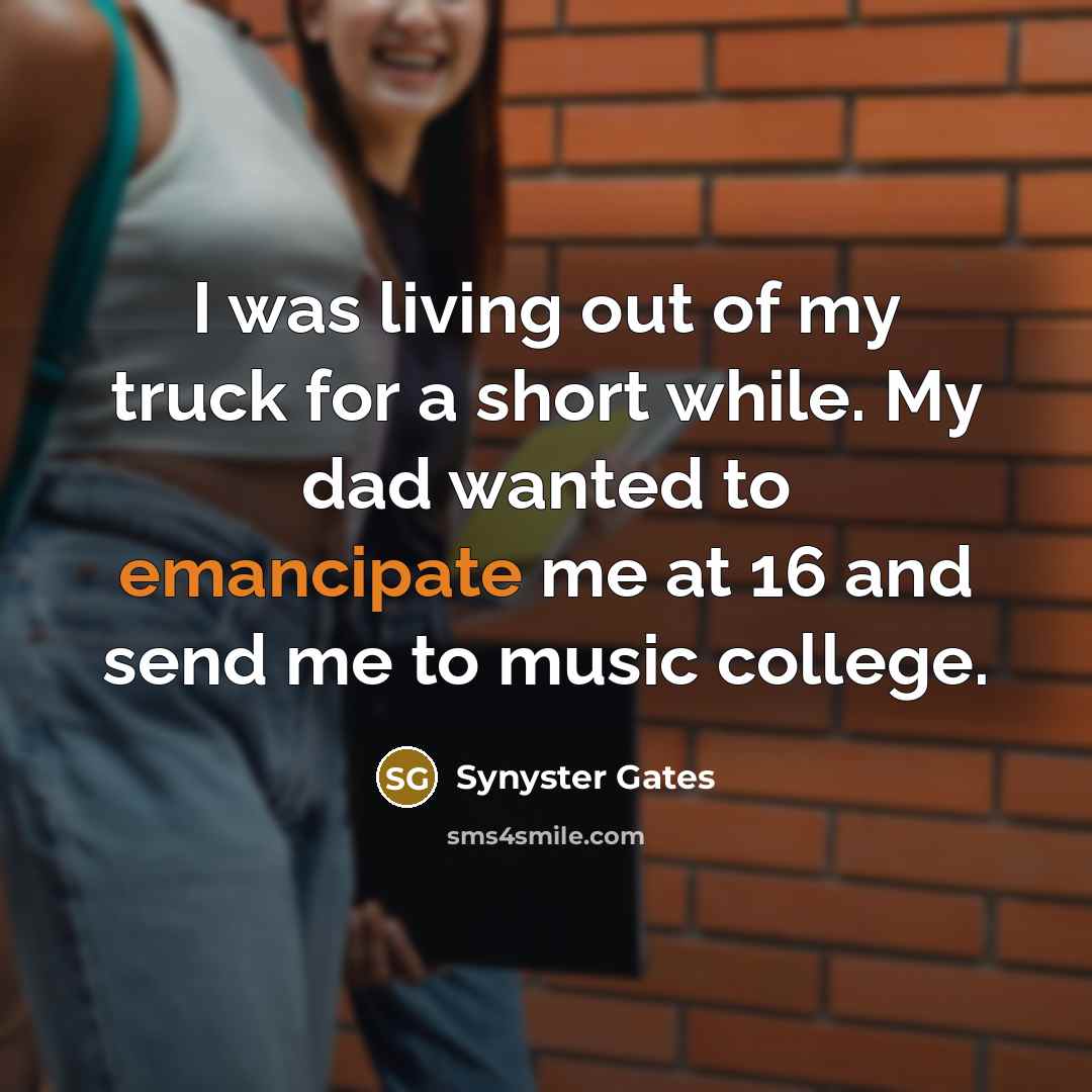 “I was living out of my truck for a short…” quote by Synyster Gates