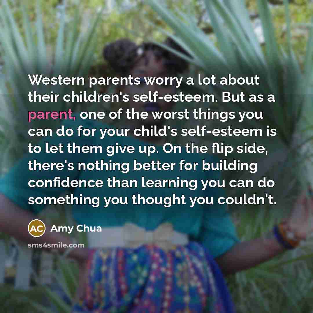 “Western parents worry a lot about their children's self-esteem. But…” quote by Amy Chua