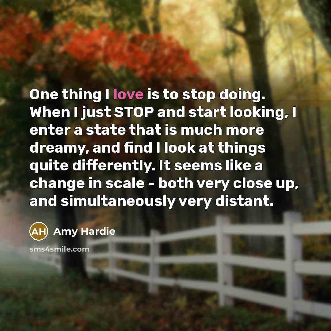 “One thing I love is to stop doing. When I…” quote by Amy Hardie