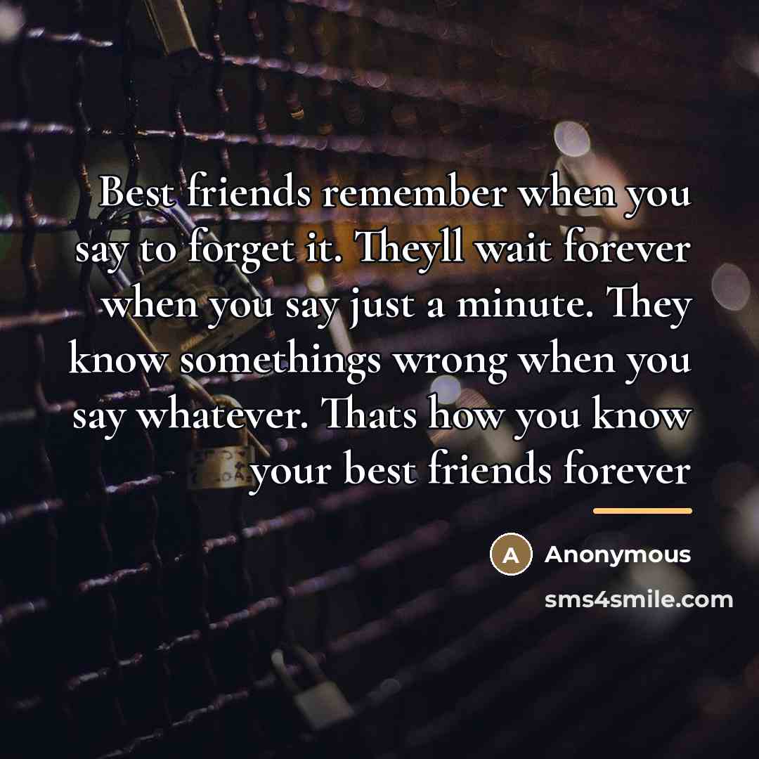 “Best friends remember when you say to forget it. Theyll…” quote by Anonymous