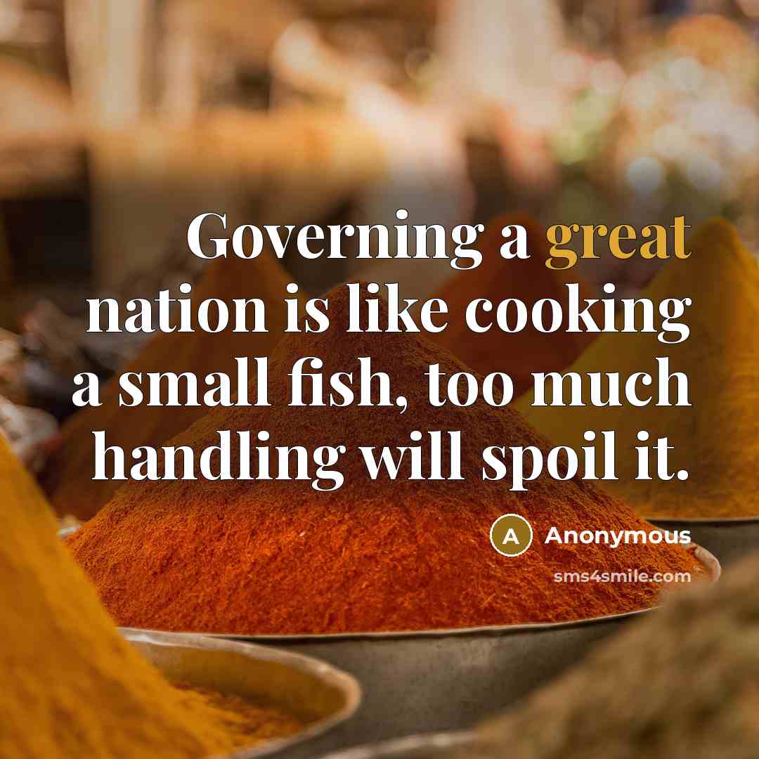 “Governing a great nation is like cooking a small fish,…” quote by Anonymous