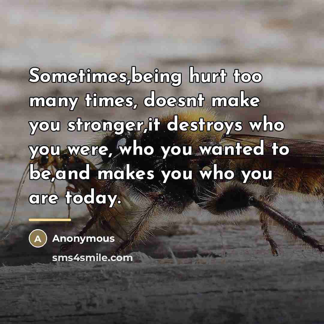 “Sometimes,being hurt too many times, doesnt make you stronger,it destroys…” quote by Anonymous