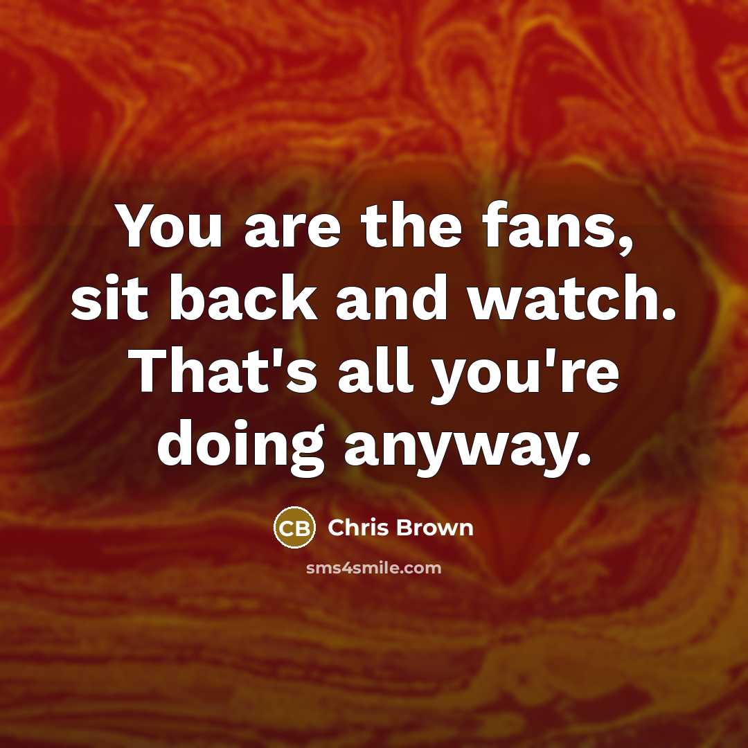 “You are the fans, sit back and watch. That's all…” quote by Chris Brown