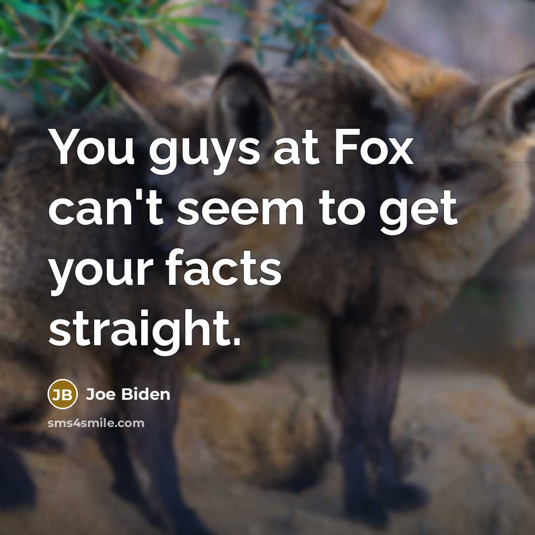 “You guys at Fox can't seem to get your facts…” quote by Joe Biden
