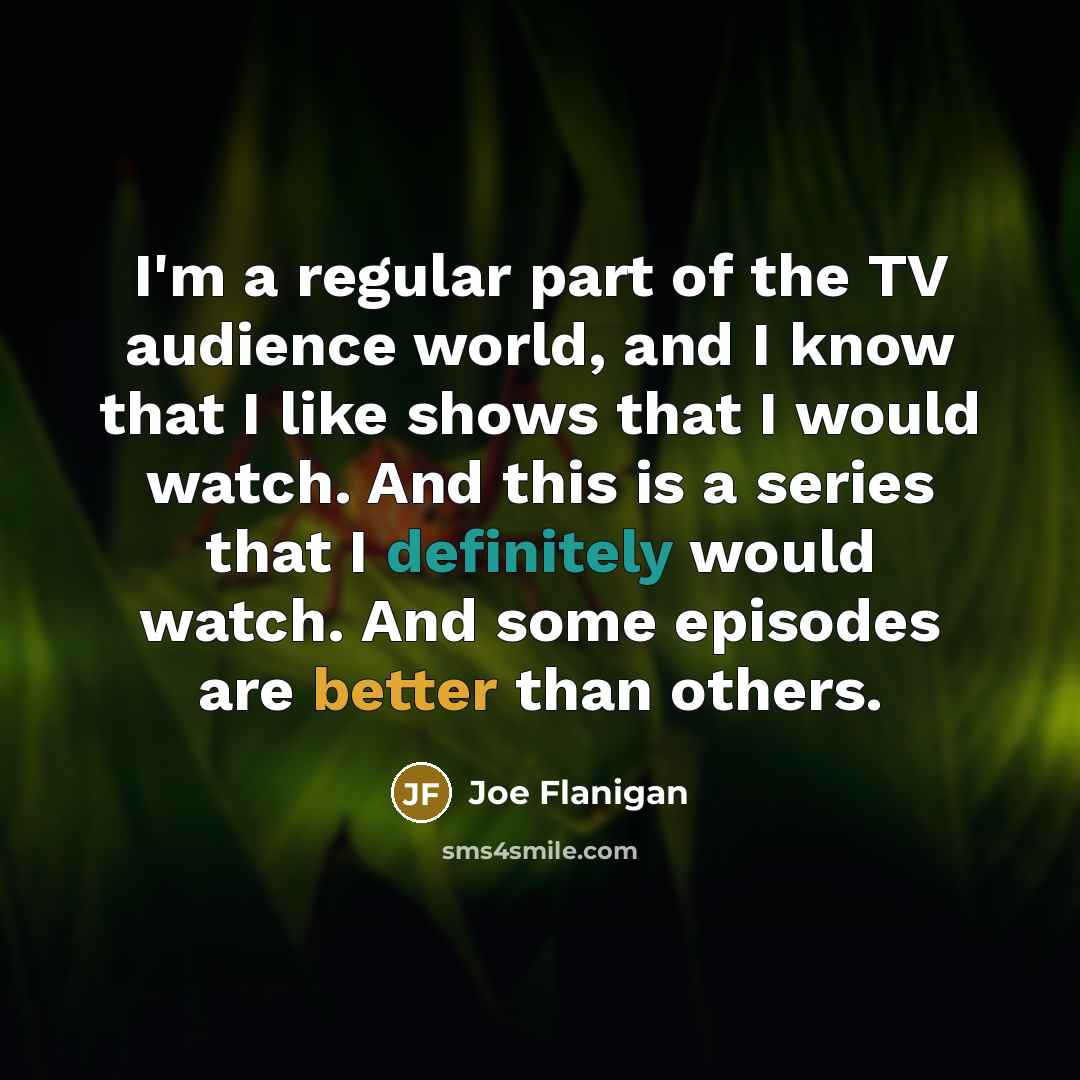 “I'm a regular part of the TV audience world, and…” quote by Joe Flanigan