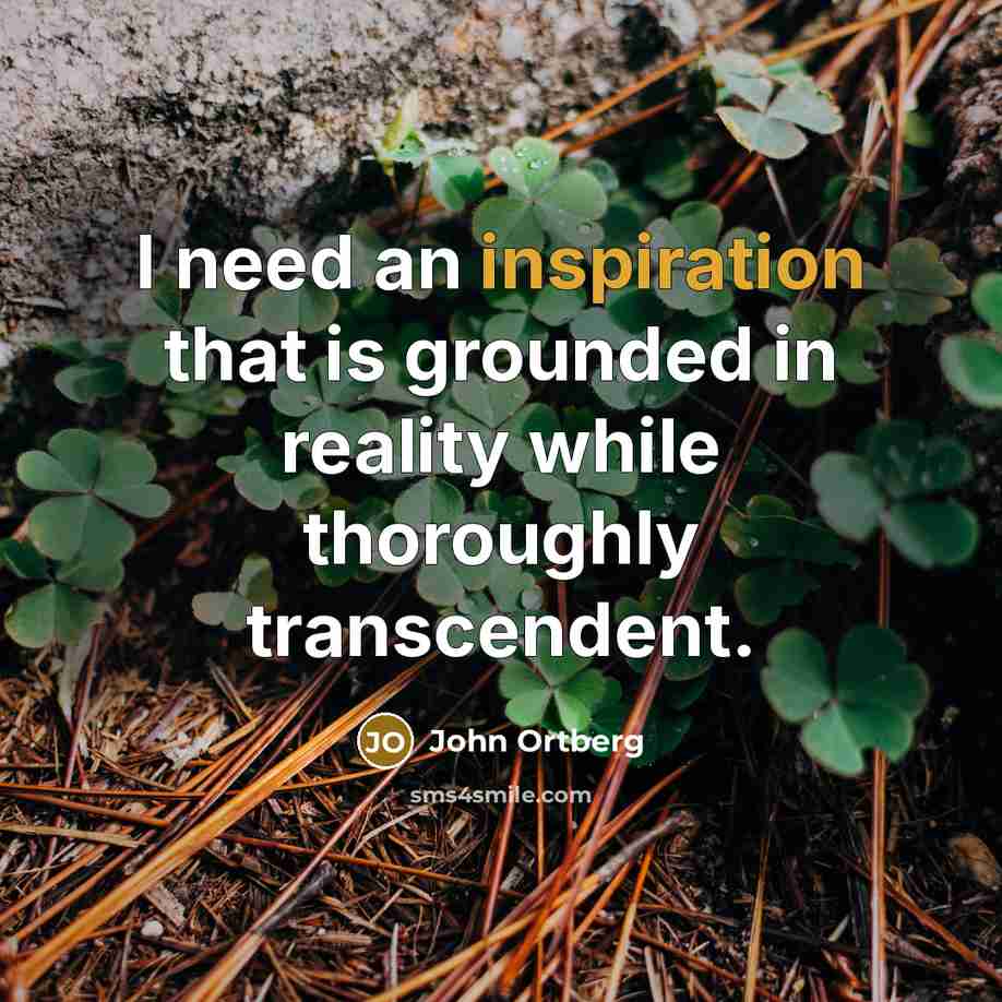 “I need an inspiration that is grounded in reality while…” quote by John Ortberg