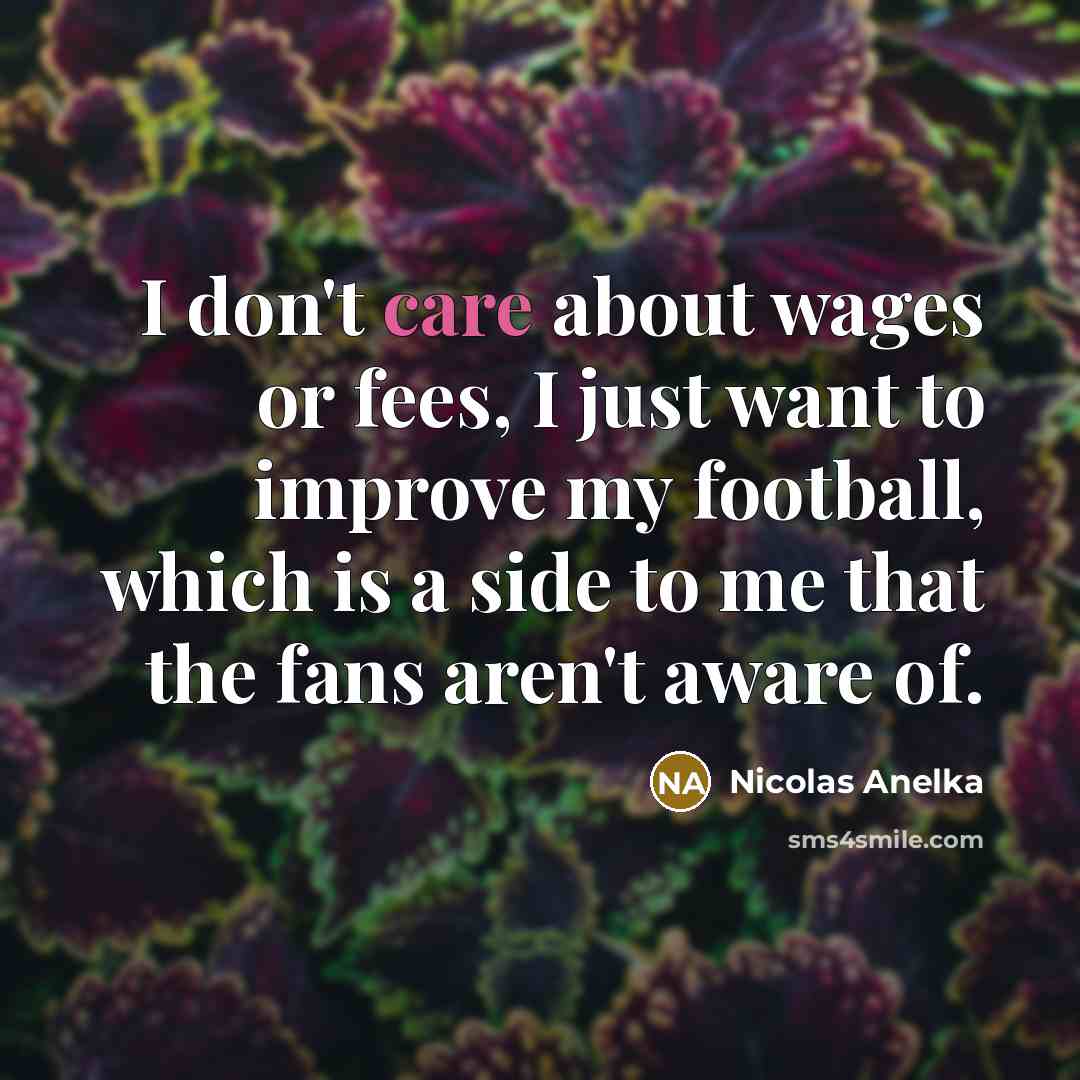 “I don't care about wages or fees, I just want…” quote by Nicolas Anelka