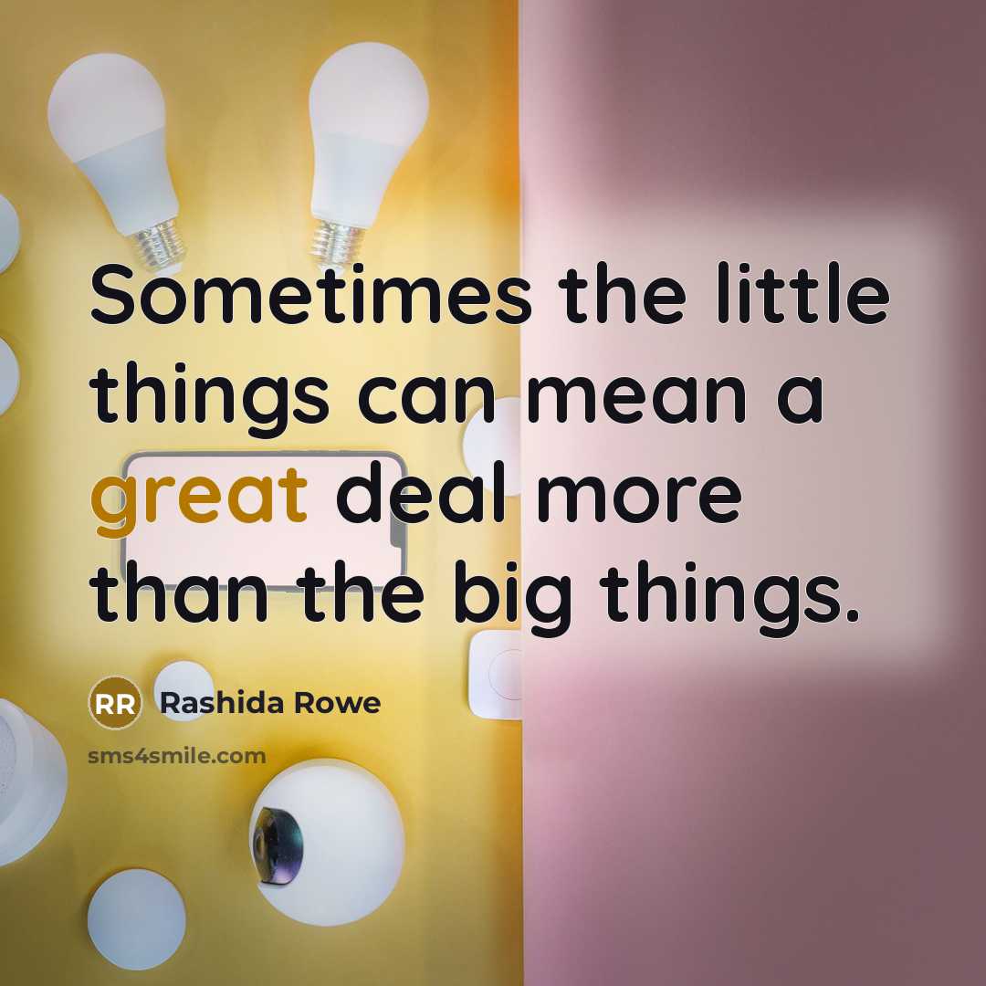 “Sometimes the little things can mean a great deal more…” quote by Rashida Rowe