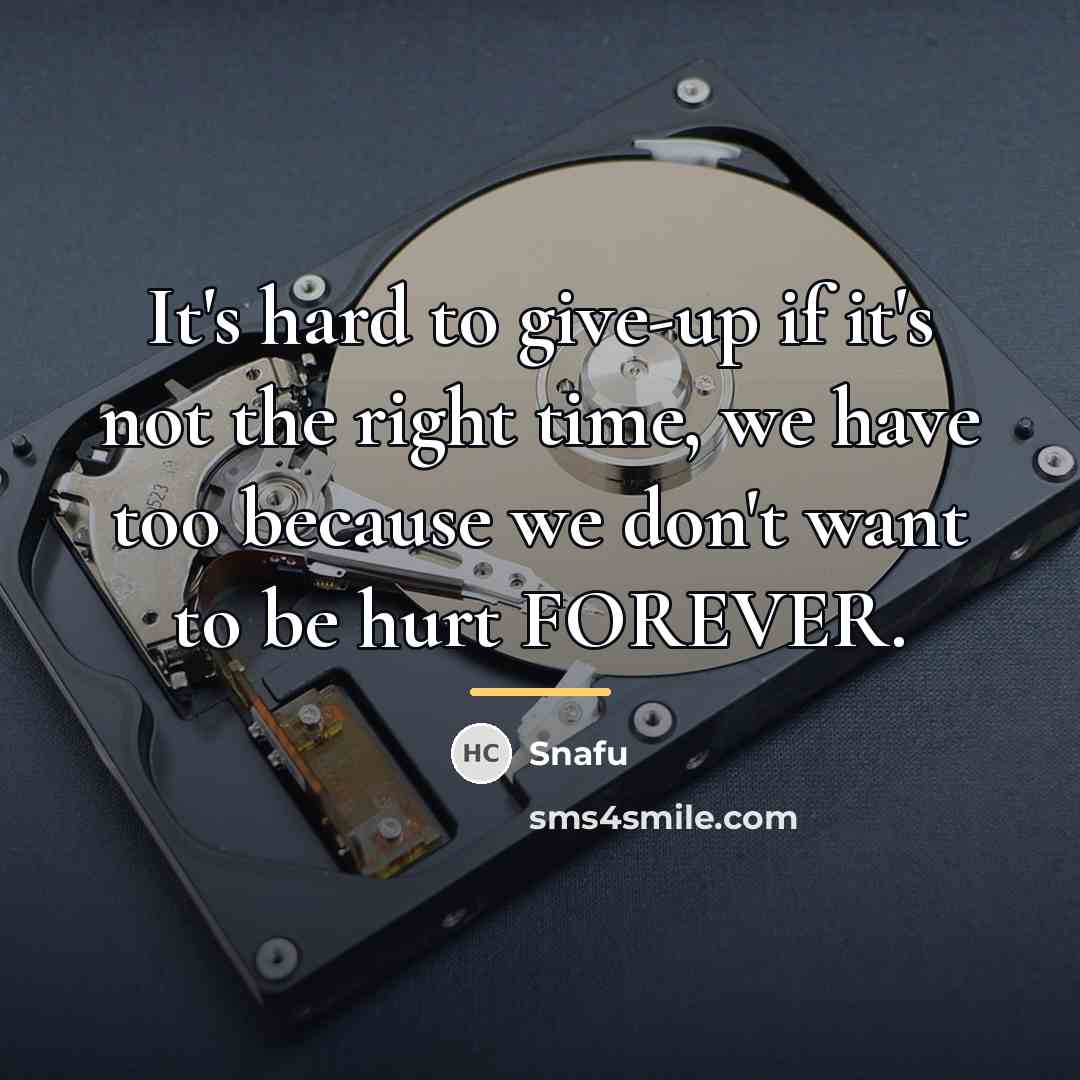 “It's hard to give-up if it's not the right time,…” quote by Snafu