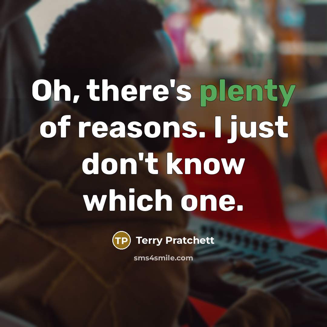 “Oh, there's plenty of reasons. I just don't know which…” quote by Terry Pratchett