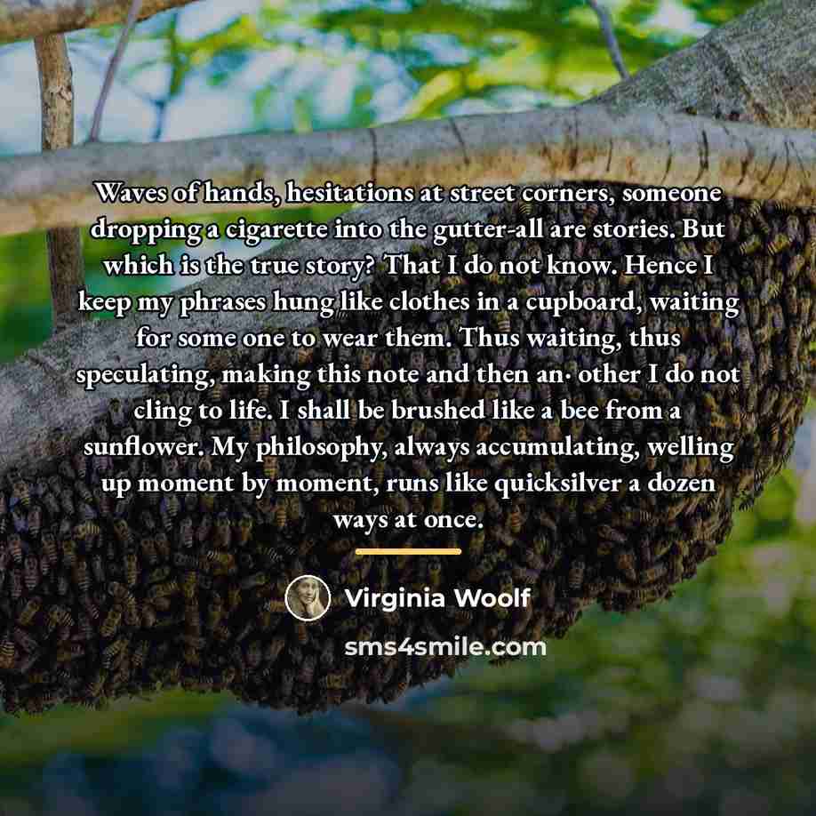 “Waves of hands, hesitations at street corners, someone dropping a…” quote by Virginia Woolf
