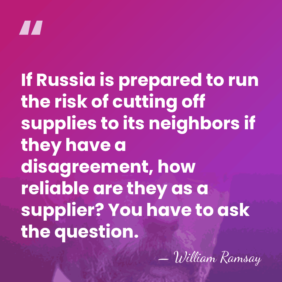If Russia is prepared to run the risk of cutting off supplies&hellip; - William Ramsay
