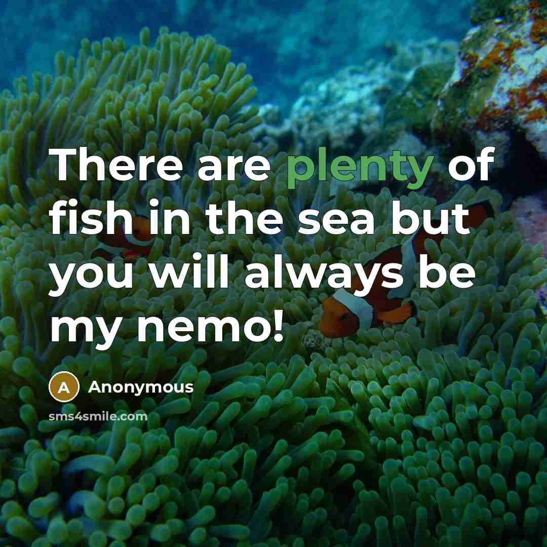 “There are plenty of fish in the sea but you will always be my nemo!” quote by Anonymous