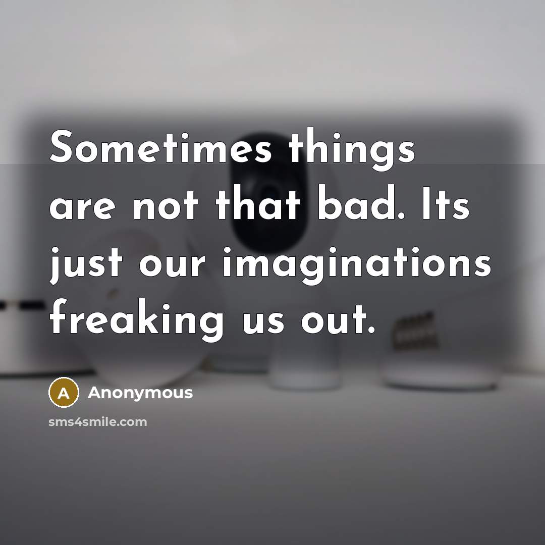 “Sometimes things are not that bad. Its just our imaginations freaking us out.” quote by Anonymous