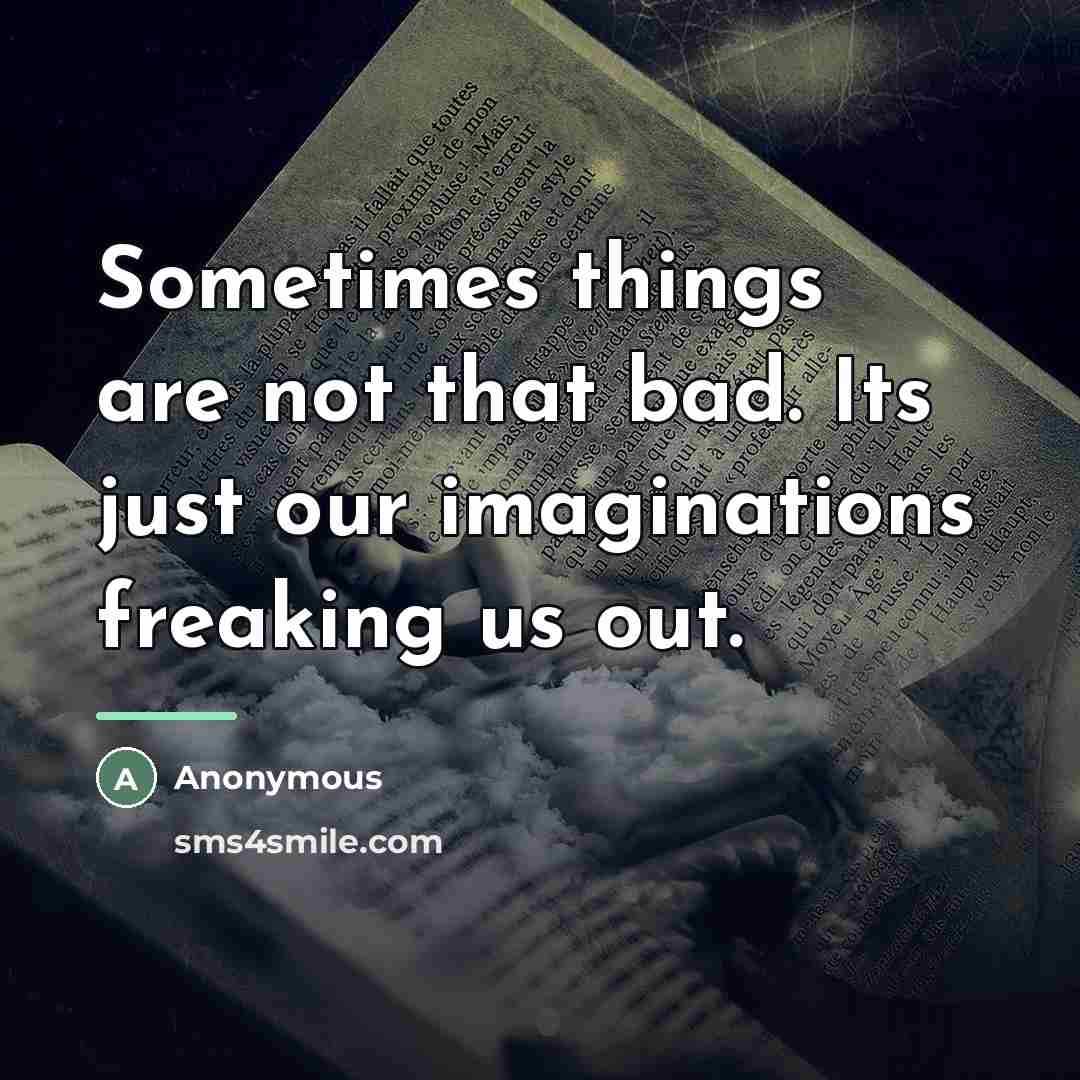 “Sometimes things are not that bad. Its just our imaginations…” quote by Anonymous