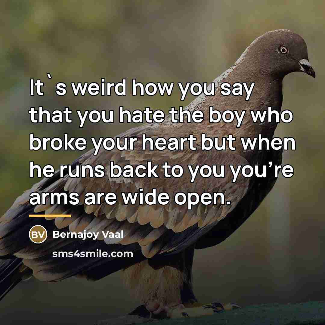 “It`s weird how you say that you hate the boy…” quote by Bernajoy Vaal