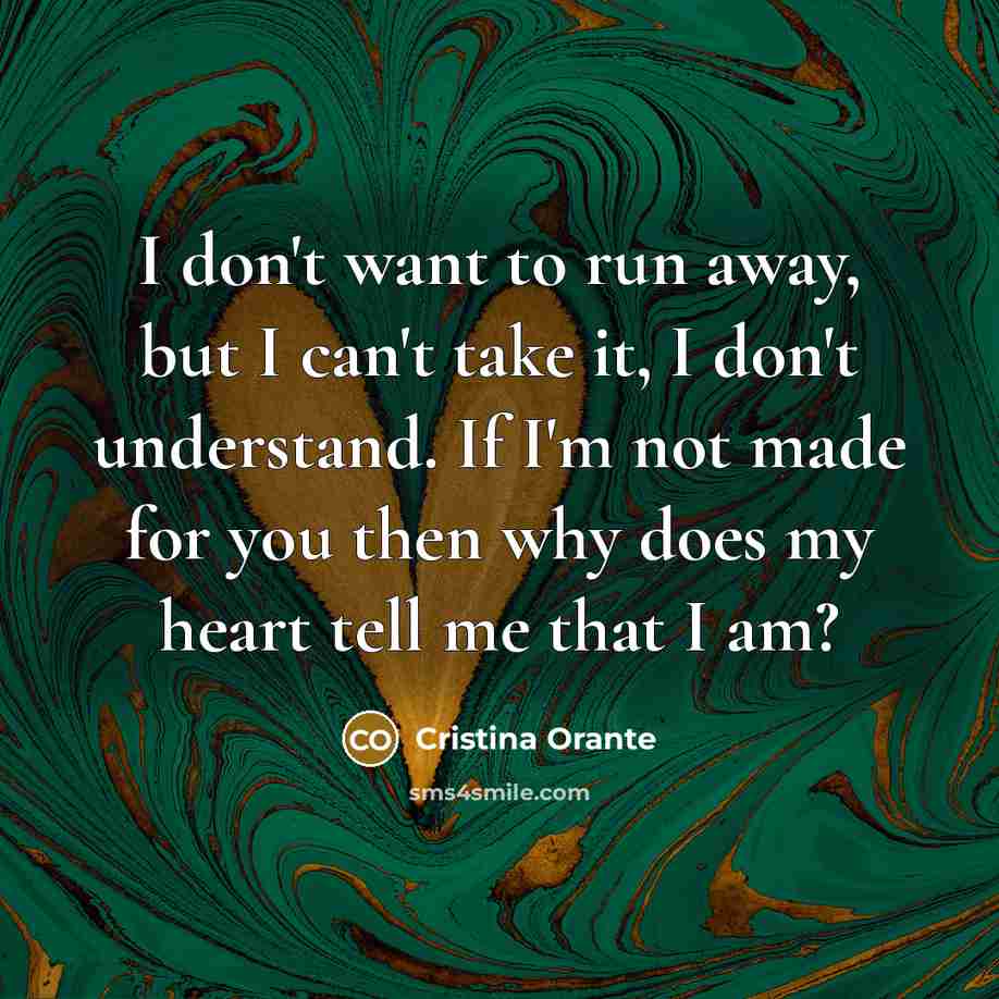 “I don't want to run away, but I can't take…” quote by Cristina Orante