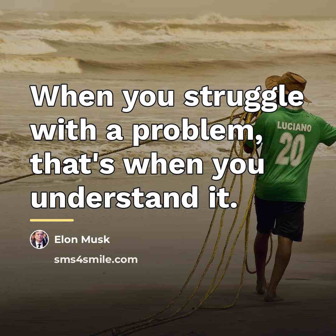 “When you struggle with a problem, that's when you understand…” quote by Elon Musk