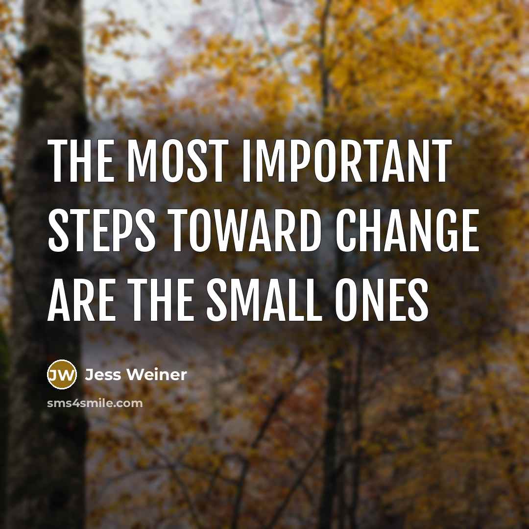 “The most important steps toward change are the small ones” quote by Jess Weiner