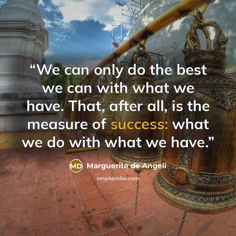 “We can only do the best we can with what we have. That, after all, is the measure of success: what we do with what we have.” quote by Marguerite de Angeli