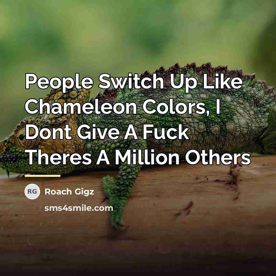 “People Switch Up Like Chameleon Colors, I Dont Give A…” quote by Roach Gigz