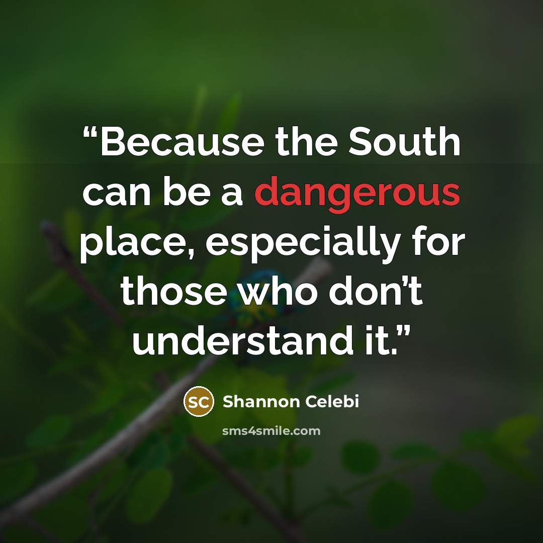 “Because the South can be a dangerous place, especially for those who don’t understand it.” quote by Shannon Celebi
