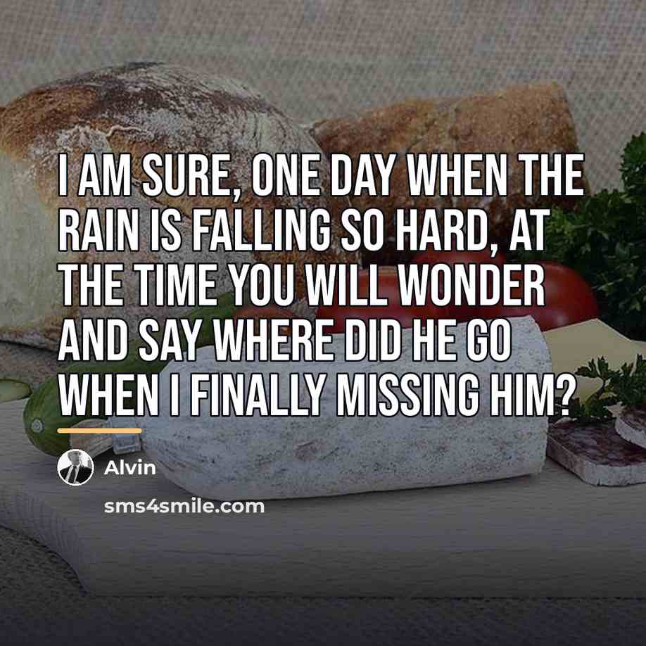 “I am sure, one day when the rain is falling…” quote by Alvin