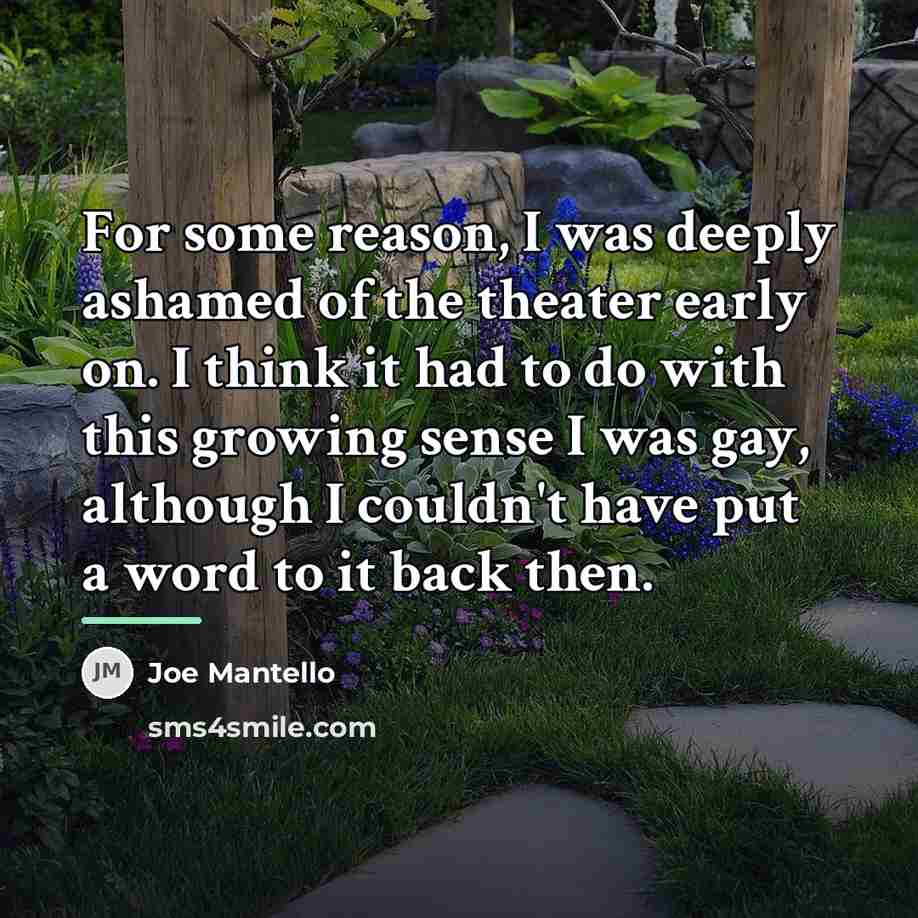 “For some reason, I was deeply ashamed of the theater…” quote by Joe Mantello
