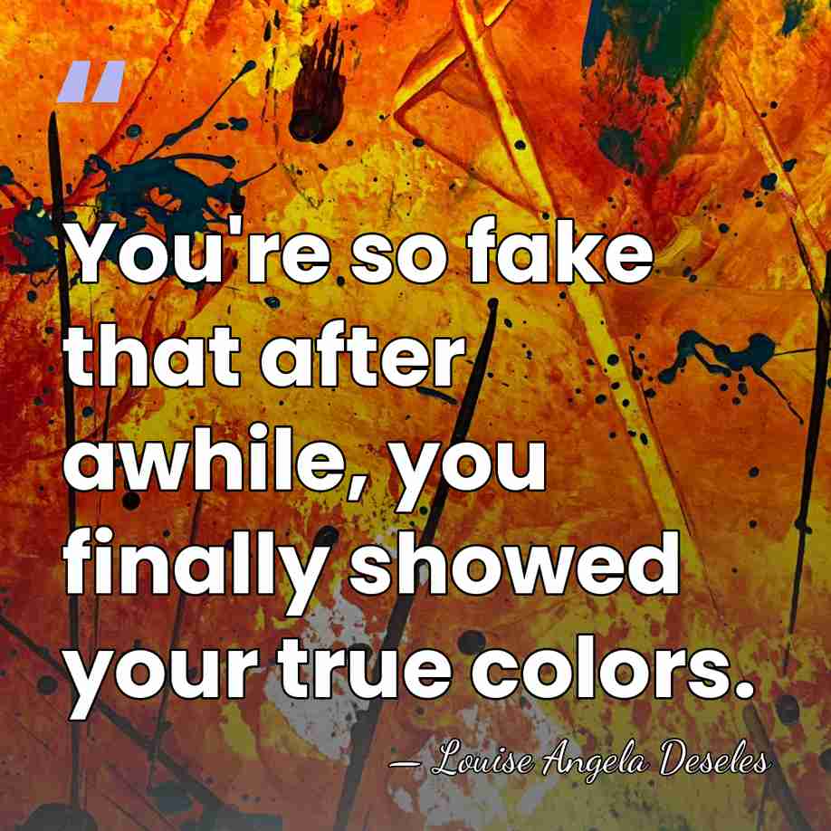 You're so fake that after awhile, you finally showed your true colors. - Louise Angela Deseles