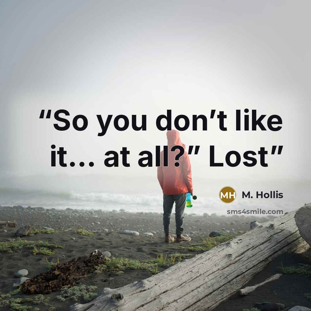 “So you don’t like it… at all?” Lost” quote by M. Hollis