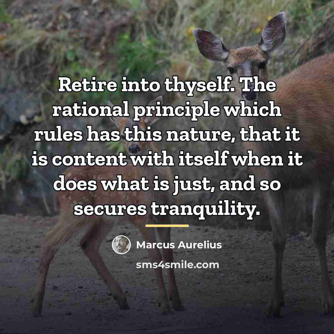 “Retire into thyself. The rational principle which rules has this…” quote by Marcus Aurelius