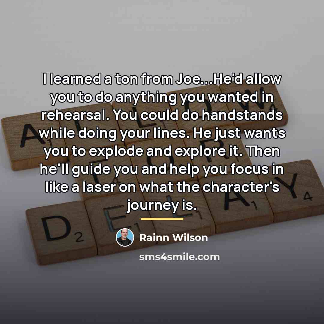 “I learned a ton from Joe...He'd allow you to do…” quote by Rainn Wilson