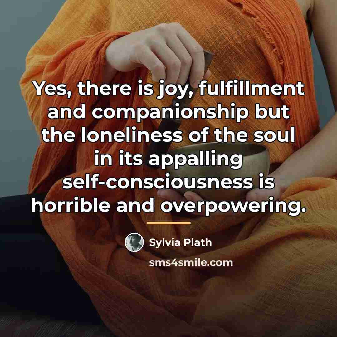 “Yes, there is joy, fulfillment and companionship but the loneliness…” quote by Sylvia Plath