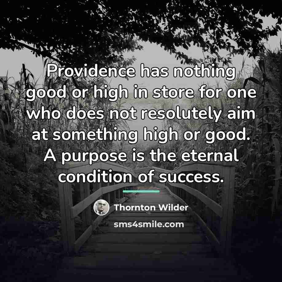 “Providence has nothing good or high in store for one…” quote by Thornton Wilder