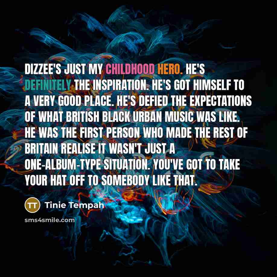 “Dizzee's just my childhood hero. He's definitely the inspiration. He's…” quote by Tinie Tempah