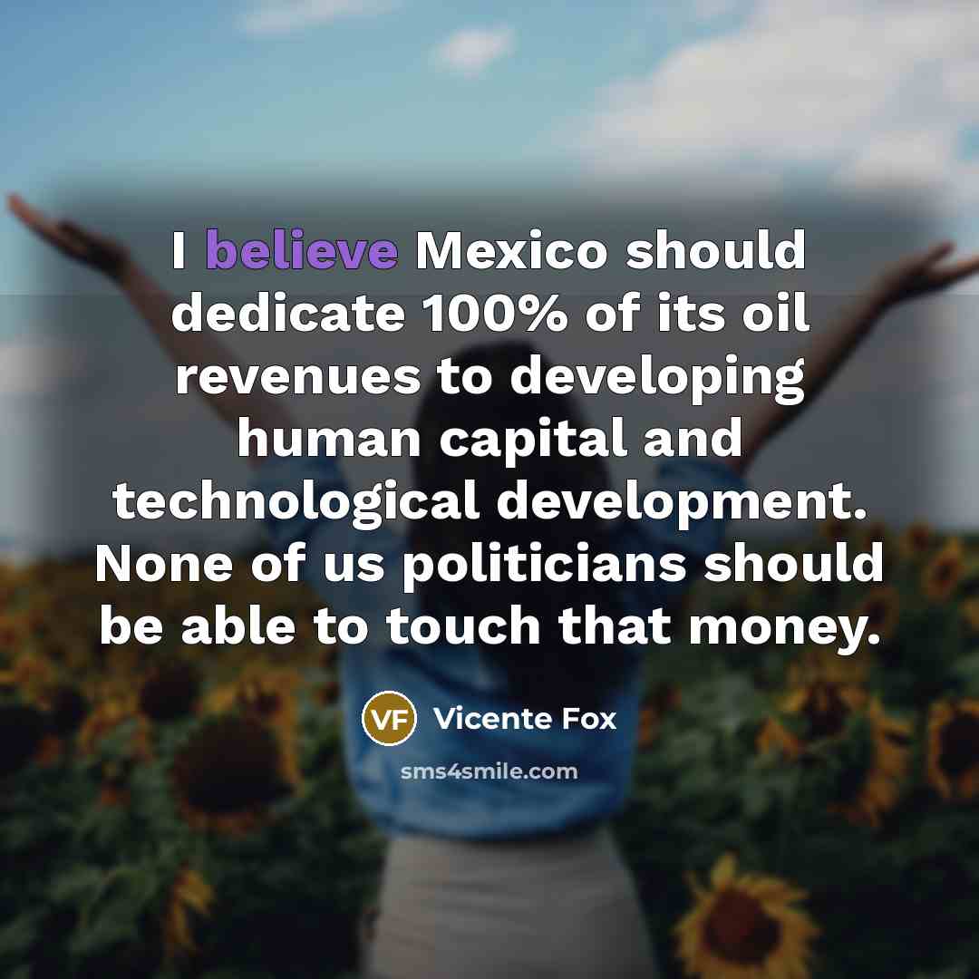 “I believe Mexico should dedicate 100% of its oil revenues…” quote by Vicente Fox