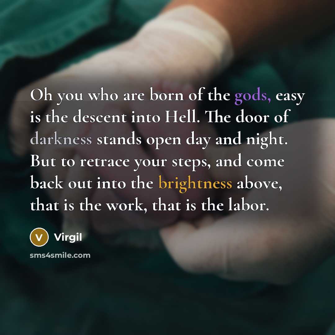 “Oh you who are born of the gods, easy is…” quote by Virgil
