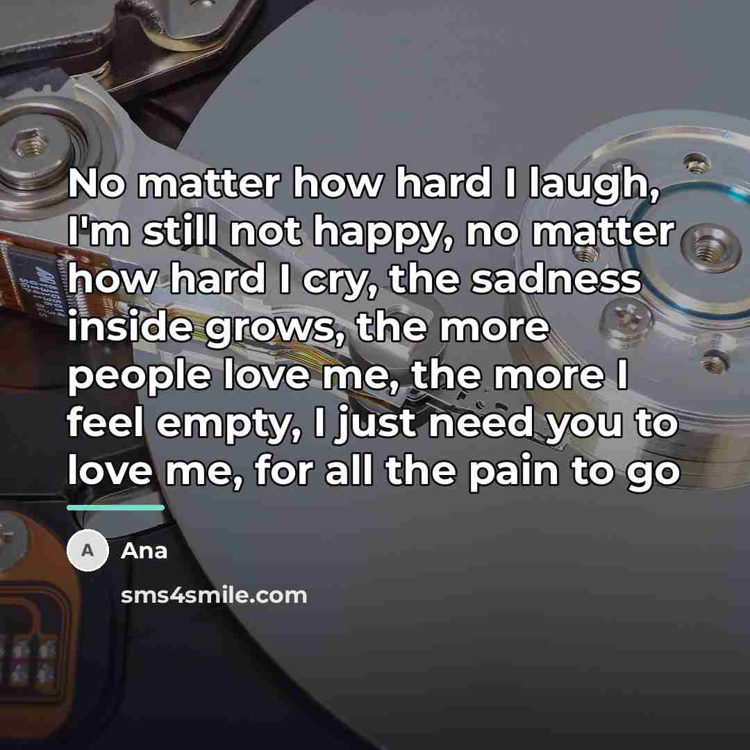 “No matter how hard I laugh, I'm still not happy,…” quote by Ana