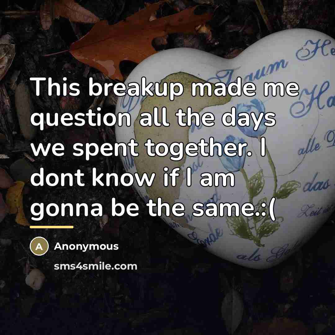 “This breakup made me question all the days we spent…” quote by Anonymous