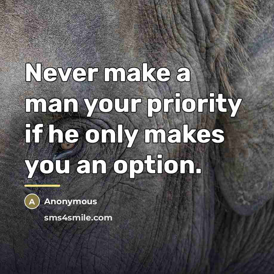 “Never make a man your priority if he only makes…” quote by Anonymous