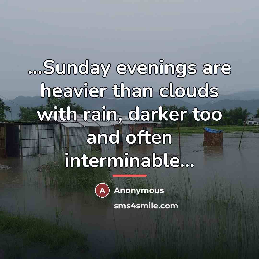 “...Sunday evenings are heavier than clouds with rain, darker too…” quote by Anonymous