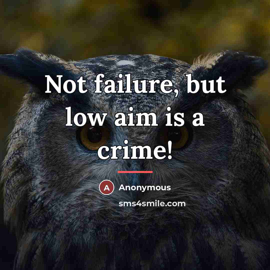 “Not failure, but low aim is a crime!…” quote by Anonymous