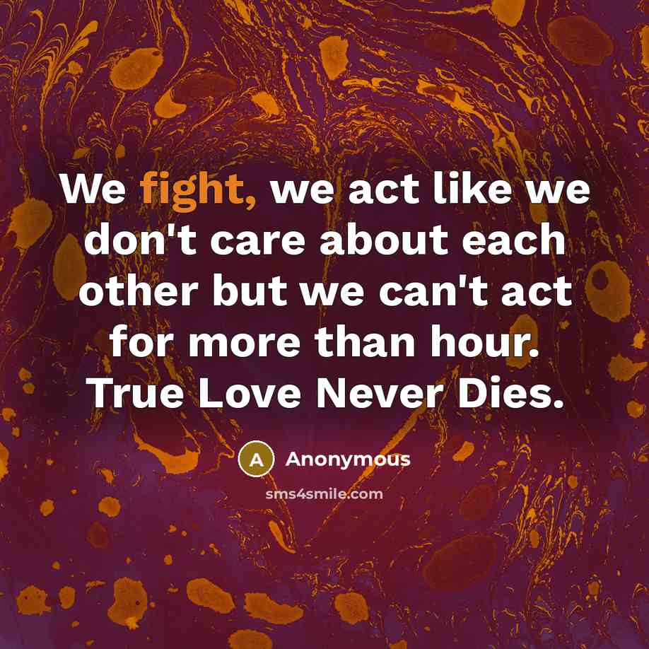 “We fight, we act like we don't care about each…” quote by Anonymous