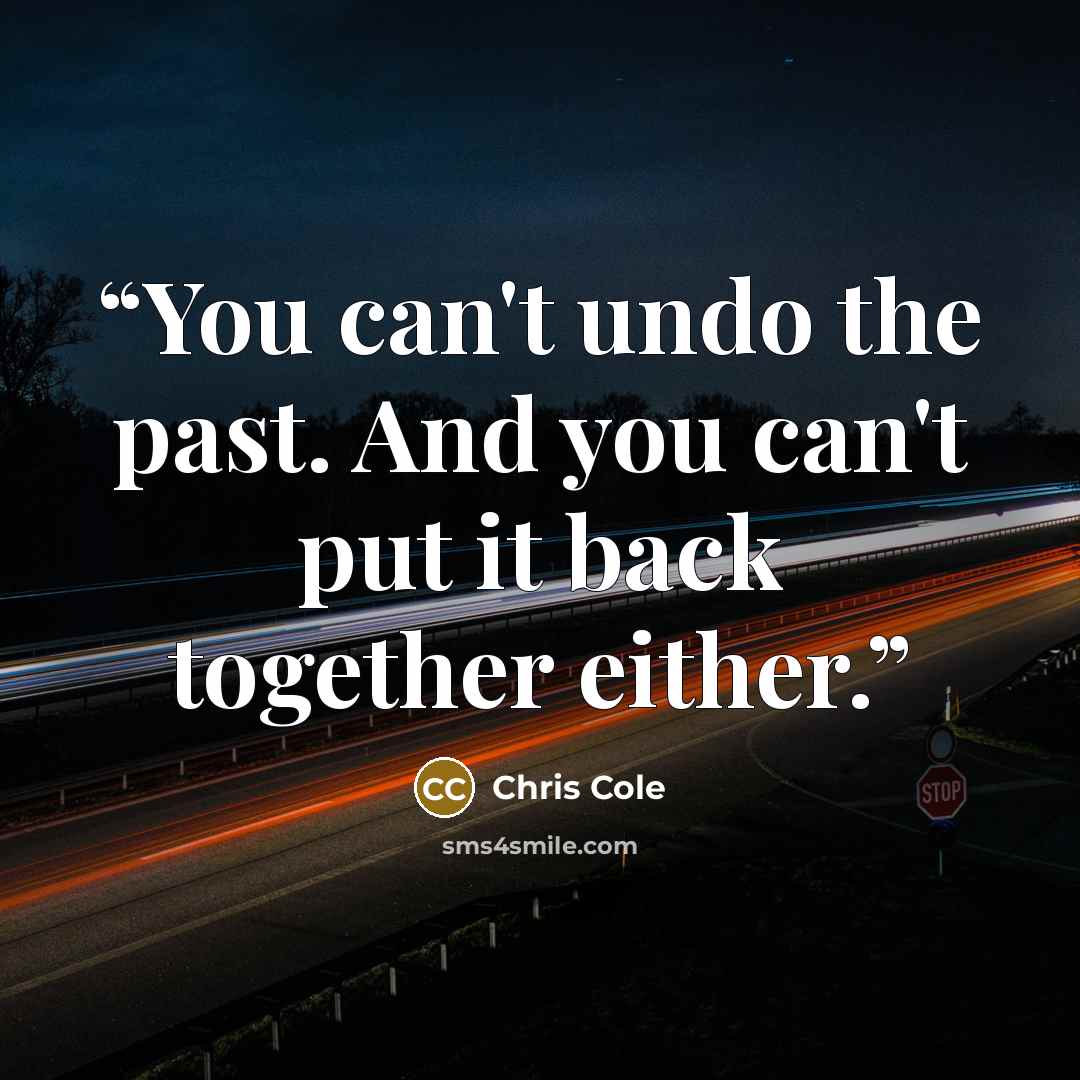 “You can't undo the past. And you can't put it back together either.” quote by Chris Cole