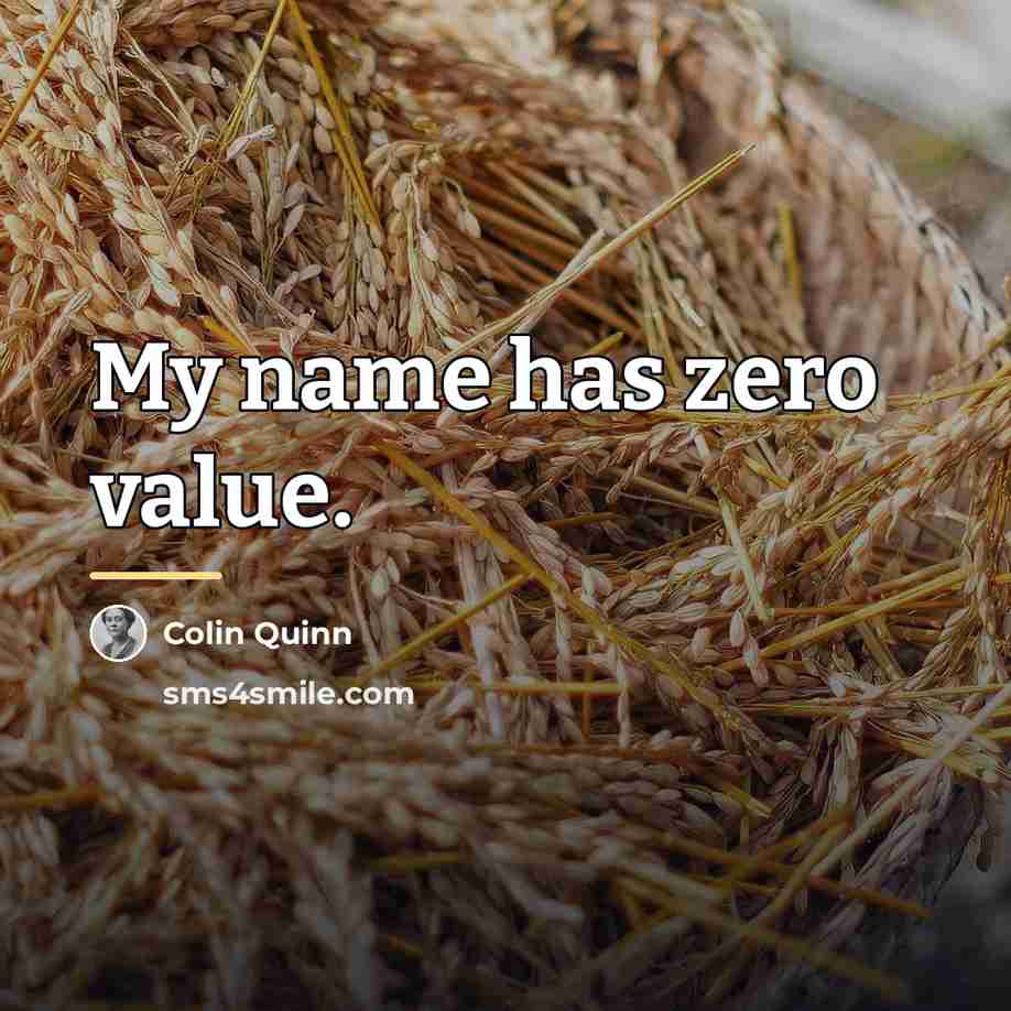 “My name has zero value.…” quote by Colin Quinn