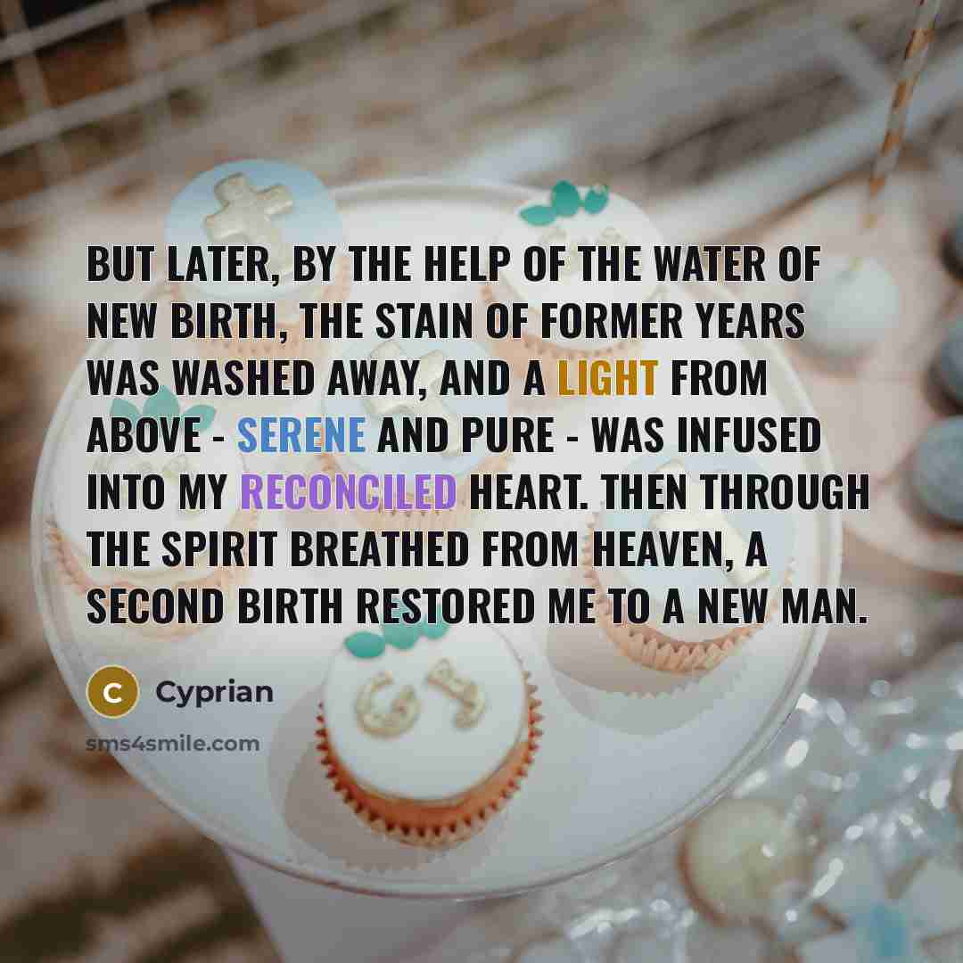 “But later, by the help of the water of new…” quote by Cyprian